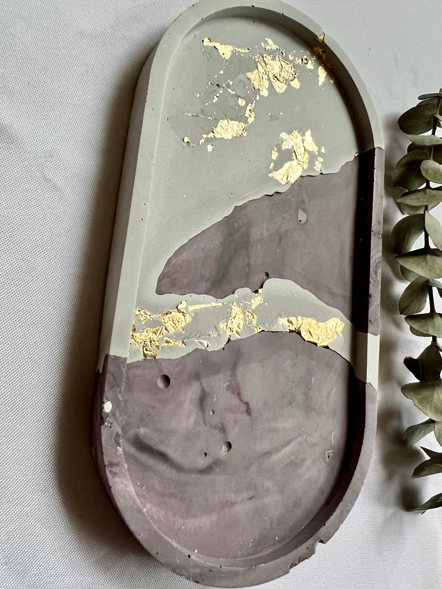 Purple Grey Cement Trinket Tray