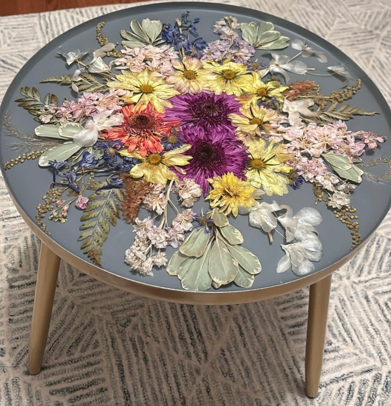 Preserved Pressed Floral Resin Accent Side Table – TatumsTreasures
