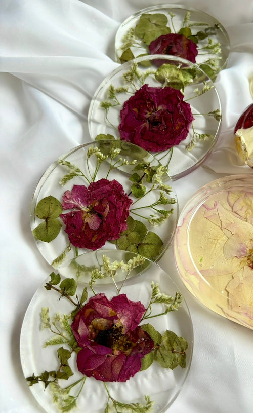 Preserved Pressed Flower Coasters (Set of 4)