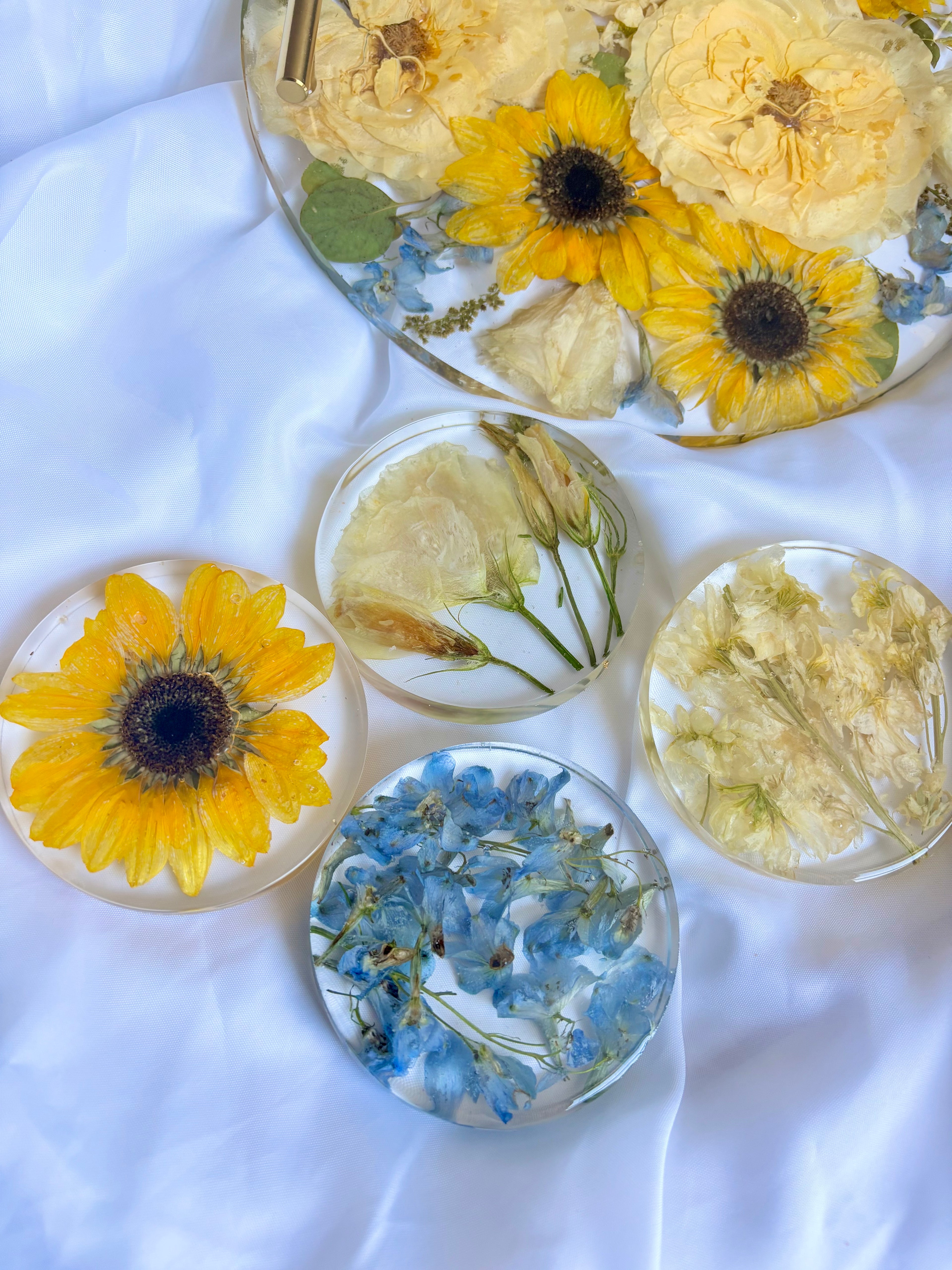 Preserved Pressed Flower Coasters (Set of 4)